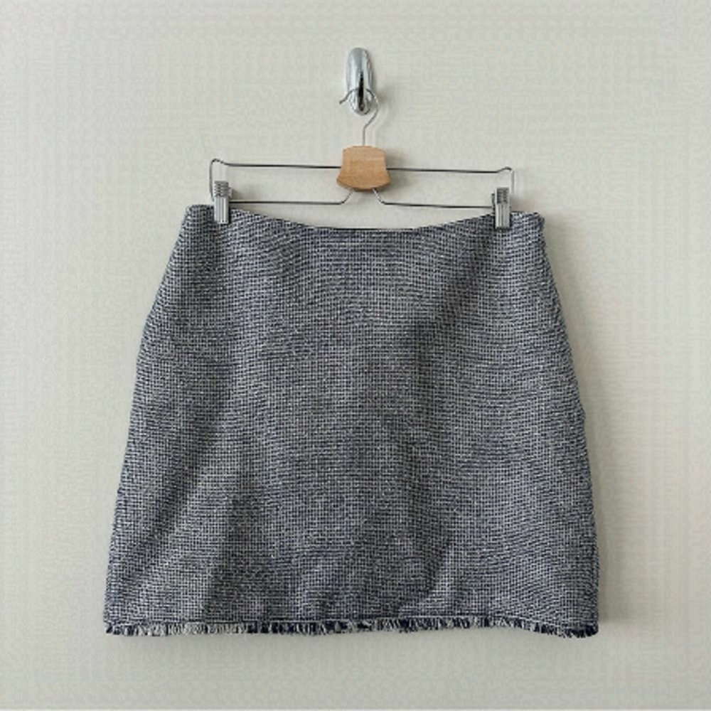 Nwot-Banana Republic-Navy Blue & Cream Tweed With Silver Metallic Skirt